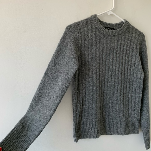 Topshop Gray Ribbed Crewneck Long Sleeve Sweater - Picture 7 of 8